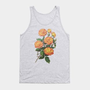 Vintage Rose Floral Flower Illustration Yellow Tank Top